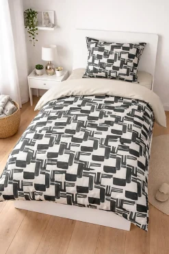 Mortreux Couette légère imprimée / Uni gris clair - 1 personne 140 x200 - 29186 Discount
