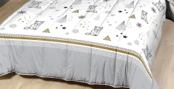 Mortreux Couette Légère Imprimée Sapin Futé / Non Tissé Blanc - 1 Personne 140 x 200 - 13998 Sale