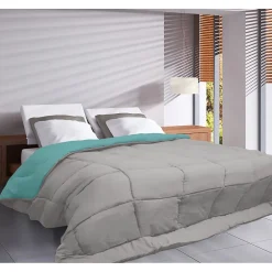 Toison d'Or Couette légère réversible bicolore en microfibre 200 gr/m² (200x200 cm - Turquoise) Online