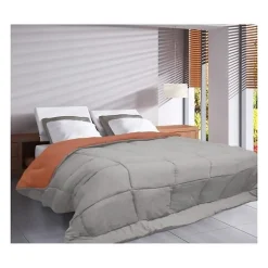 Toison d'Or Couette légère réversible bicolore en microfibre 200 gr/m² (200x200 cm - Orange)