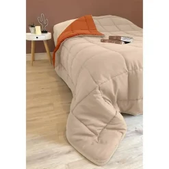 Toison d'Or Couette légère réversible bicolore en microfibre 200 gr/m² (200x200 cm - Orange)