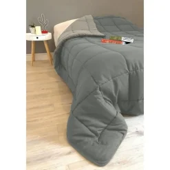 Toison d'Or Couette Microfibre 400g/m² CALGARY Acier & Argent 220x240cm