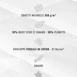 Sensei Maison Couette naturelle - Chaude - 70% duvet anti-acarienne 260x240 cm APPALACHES Online