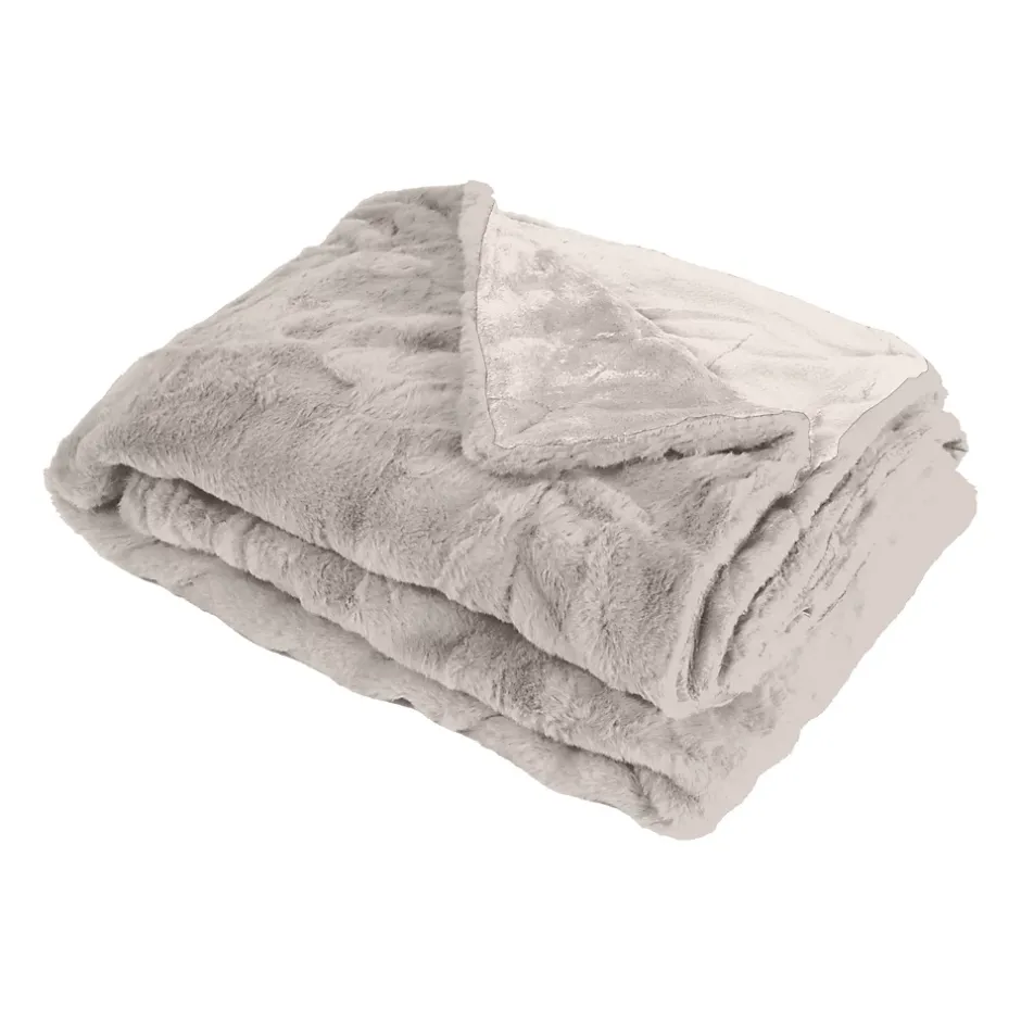 Sacasa Couette Plaid gris en Polyester 130x170 cm - Collection MINNOR - Outlet