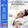 Bleu Calin Couette protection totale anti acariens 400 gr/m² 220 x 240 cm pour lit 2 places 140 x 190 cm à 160 x 200 cm