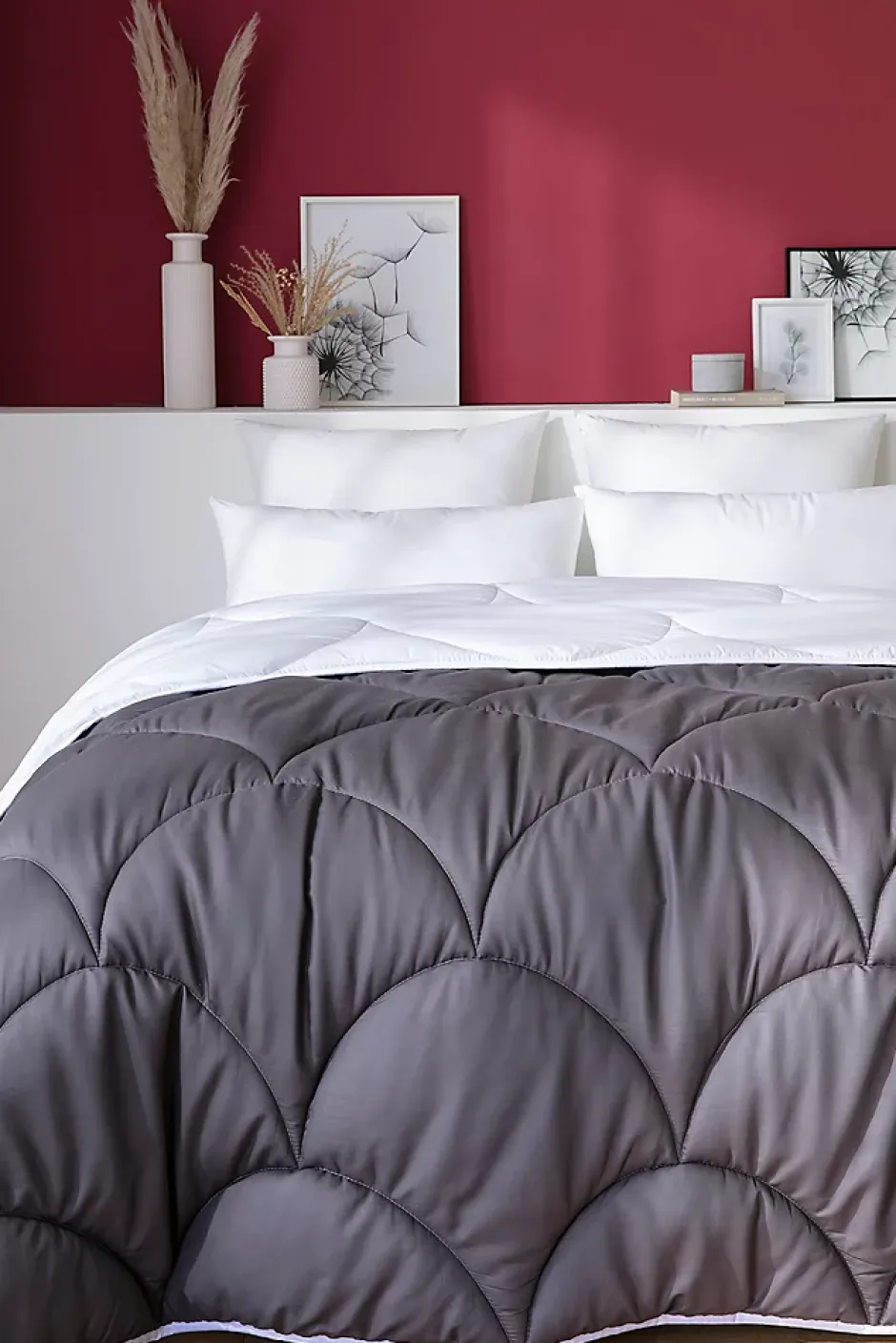 Abeil Couette tempérée 220 x 240 cm bicolore polyester gris et blanc Sale