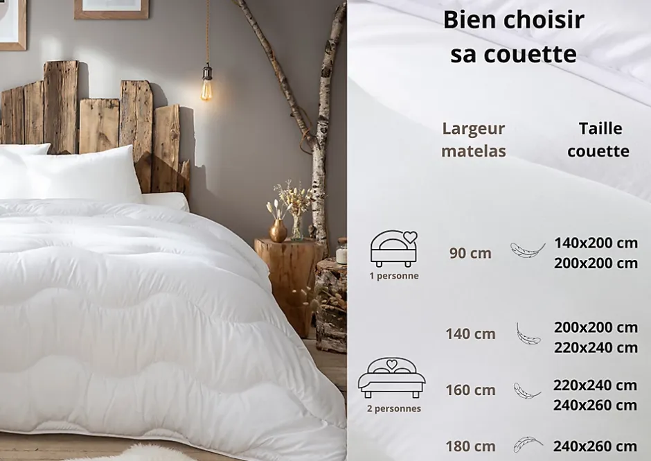 Abeil Couette tempérée 240 x 260 cm coton blanc Outlet