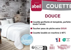 Abeil Couette tempérée 240 x 260 cm polyester microfibre blanc 300g/m² Outlet