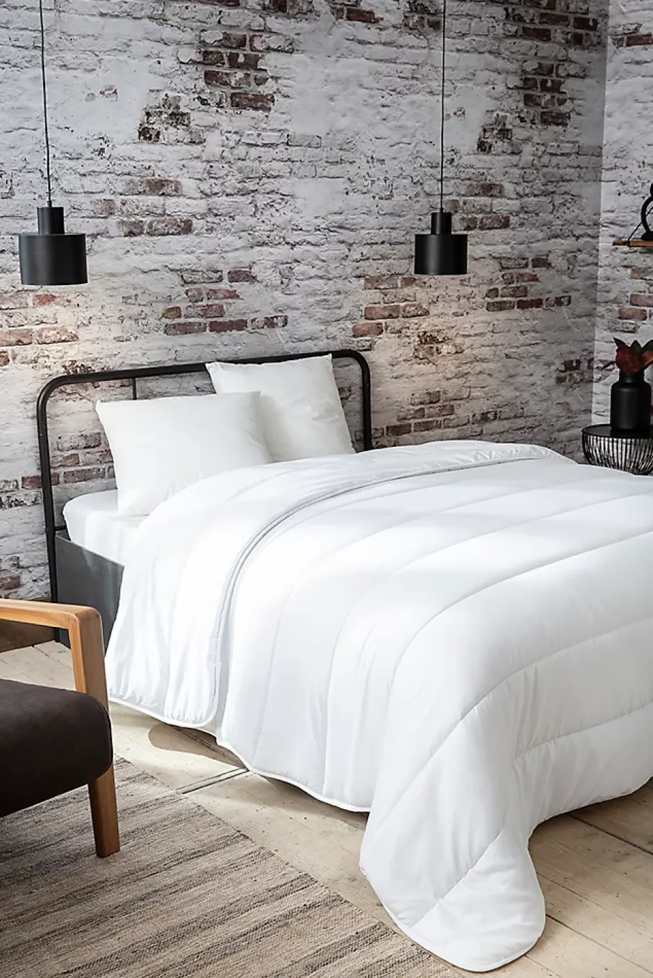 Abeil Couette tempérée 140 x 200 cm polyester microfibre blanc 300g/m² New