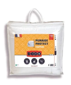 Dodo Couette tempérée 140x200 cm - 1 personne - Protection anti punaise, anti acarien - 300G/m² - Blanc - Fabriqué en France