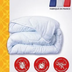 Dodo Couette tempérée 140x200 cm - 1 personne - Protection anti punaise, anti acarien - 300G/m² - Blanc - Fabriqué en France