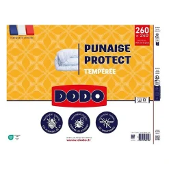 Dodo Couette tempérée 240x260 cm - 2 personnes - Protection anti punaise, anti acarien - 300G/m² - Blanc - Fabriqué en France
