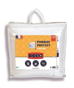 Dodo Couette tempérée 240x260 cm - 2 personnes - Protection anti punaise, anti acarien - 300G/m² - Blanc - Fabriqué en France
