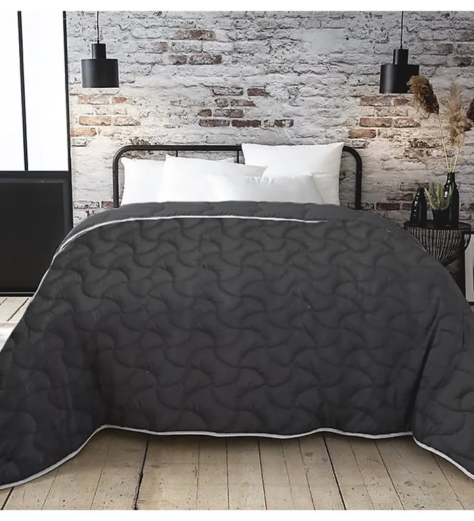Abeil Couette tempérée Gris et blanc 300g 140 x 200 pour lit 1 place
