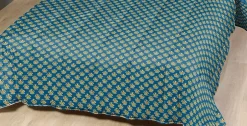 Mortreux Couette tempérée imprimée D-tox / uni bleu - 2 personnes 220 x 240 -