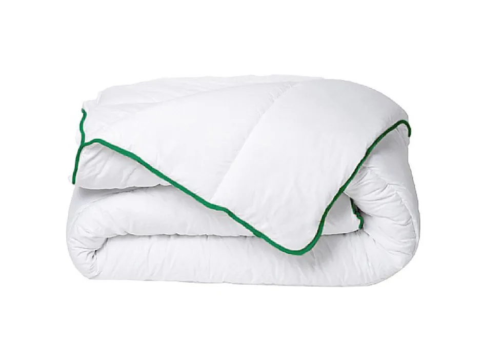 Vente-unique Couette tempérée traitement anti-acariens naturel de DREAMEA en microfibre - 240 x 260 cm - 300 gr/ m² - Biais vert - AZYLIA II Clearance