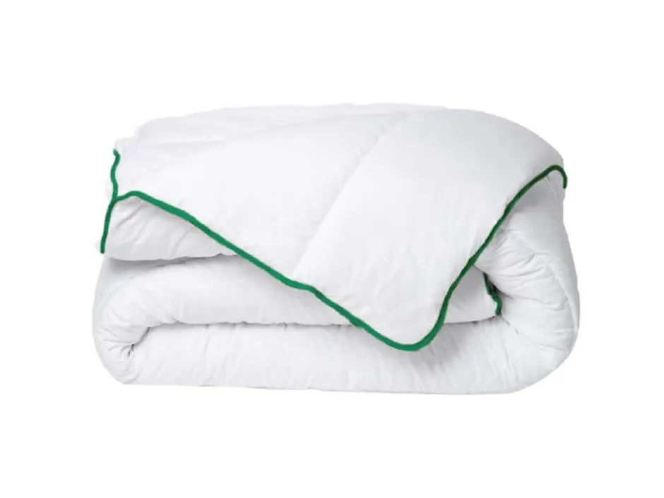 Vente-unique Couette tempérée traitement anti-acariens naturel de DREAMEA en microfibre - 240 x 260 cm - 300 gr/ m² - Biais vert - AZYLIA II Clearance