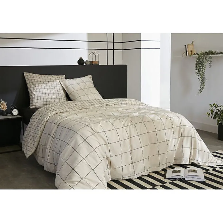 L'Effet Papillon Couette toutes dimensions "Carrie Pampa" Réversible 100% Coton / 57 Fils/cm² - - 240 x 260 cm pour lit King size