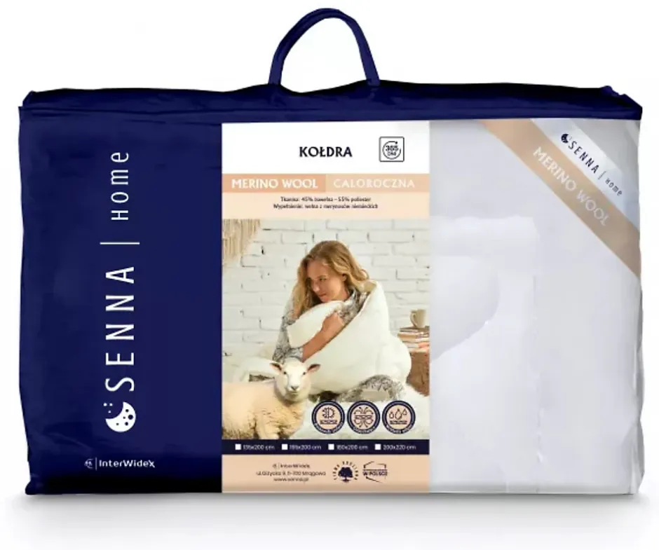 Senna Home Couette toutes saisons 135x200 MERINO WOOL , Blanc Discount