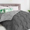 IDMarket Couette 220x240 CM ABBY bicolore gris clair et gris 300 gr