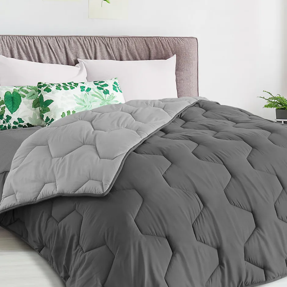 IDMarket Couette 220x240 CM ABBY bicolore gris clair et gris 300 gr