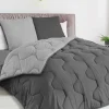 IDMarket Couette 220x240 CM ABBY bicolore gris clair et gris 300 gr + 2 oreillers