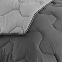 IDMarket Couette 200x200 CM ABBY bicolore gris clair et gris 300 gr