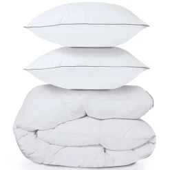 IDMarket Couette 220x240 CM AELA en plume d'oie anti acarien 500 gr + 2 oreillers