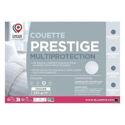 Blanreve Couette 240x260 cm PRESTIGE Multiprotection - 100% Polyester - 2 Personnes - Satin rayé New