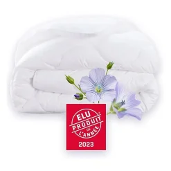 Dodo Couette 220x240 cm CHAMPS DE LIN - Chaude - 450G/m² - Couette 2 personnes -Douce et Chaude -Anti-acariens Antibactériens