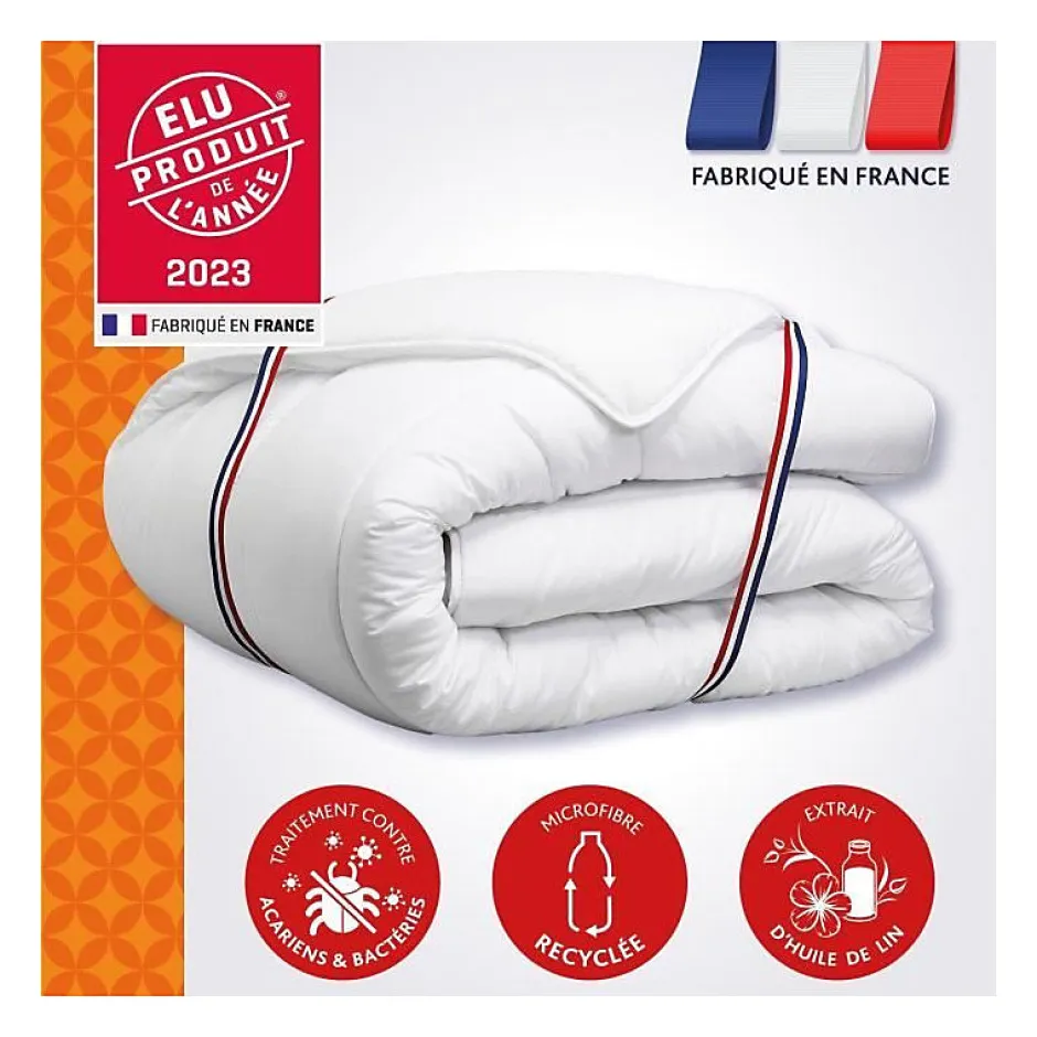 Dodo Couette 240x260 cm CHAMPS DE LIN - Chaude - 450G/m² - Couette 2 personnes -Douce et Chaude -Anti-acariens Antibactériens Online
