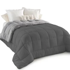 IDMarket Couette 220x240 CM ZOE polaire biface gris clair et gris 400 gr Discount