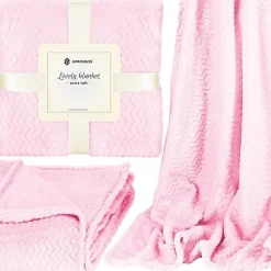 Springos Couverture - - Couvre-lit 160x200 cm - Douceur extra soft - Motif zigzag - Rose