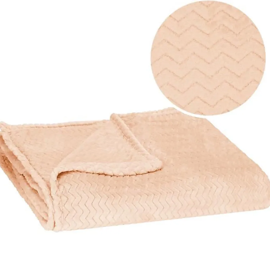 Springos Couverture - - Plaid doux 200x220 cm - Polyester 100% - Zigzag - Vieux rose Discount