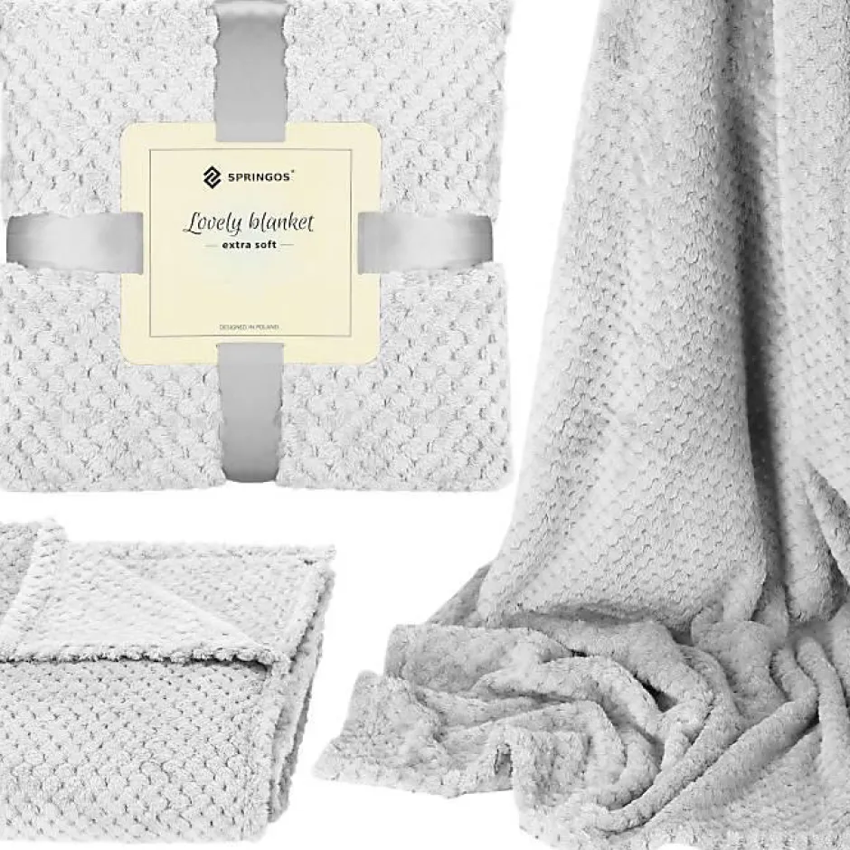 Springos Couverture - - 150x200 cm - Polyester 100% - Gris clair - Douce et chaude