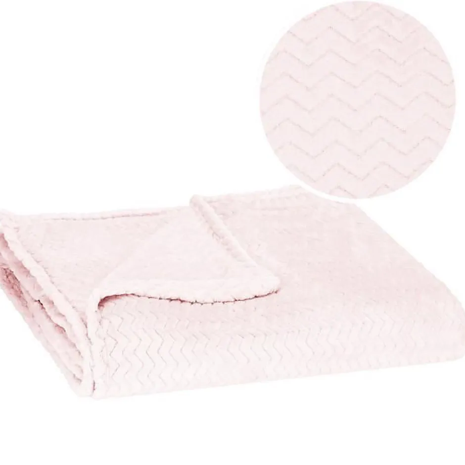 Springos Couverture - - 200x220 cm - Rose pastel - Zigzag - Douceur et chaleur