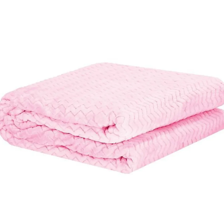 Springos Couverture - - Zigzag - 70 x 160 cm - Polyester - Rose bébé