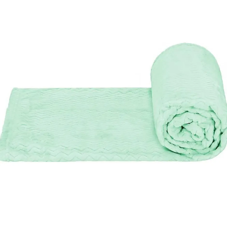 Springos Couverture - - Zigzag - 70 x 160 cm - Polyester - Vert pastel