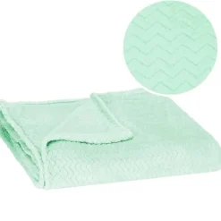 Springos Couverture - - Zigzag - 70 x 160 cm - Polyester - Vert pastel