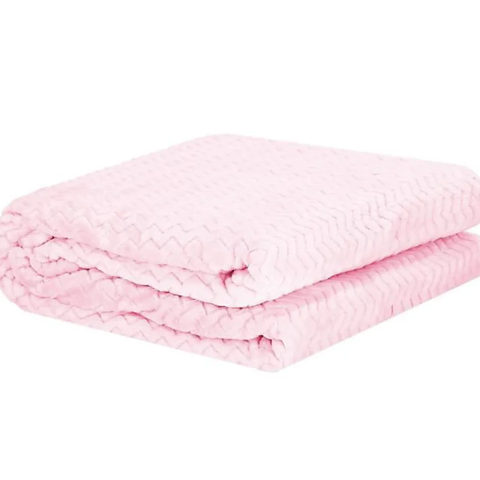 Springos Couverture - - Zigzag - 70 x 160 cm - Rose clair - Douce et chaude Sale