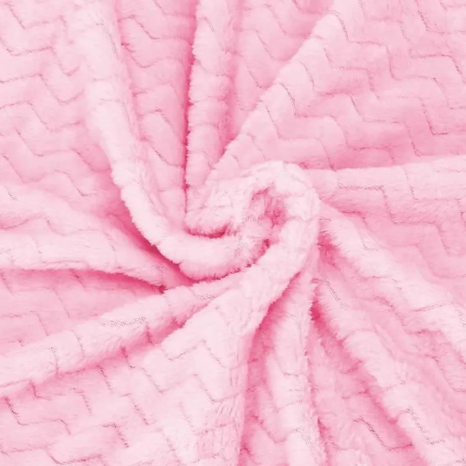 Springos Couverture - - Zigzag - 130 x 180 cm - Polyester - Rose bébé New