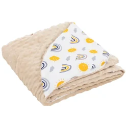 Joyz Couverture bébé moelleuse 84x84 cm beige motif arc-en-ciel en coton/polyester lavable à machine Hot