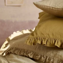 Linnea Couverture courtepointe en mousseline de coton 150x150 cm + 5 cm ELZA jaune jasmin Best