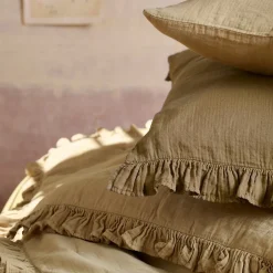 Linnea Couverture courtepointe en mousseline de coton 150x150 cm + 5 cm ELZA marron camel New