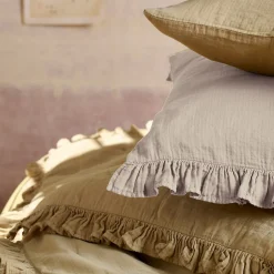 Linnea Couverture courtepointe en mousseline de coton 150x150 cm + 5 cm ELZA beige ficelle