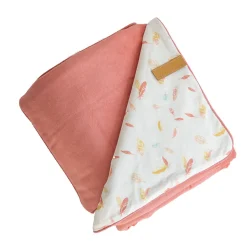 Domiva Couverture double face petites plumes (75x100 cm - Rose Blush)