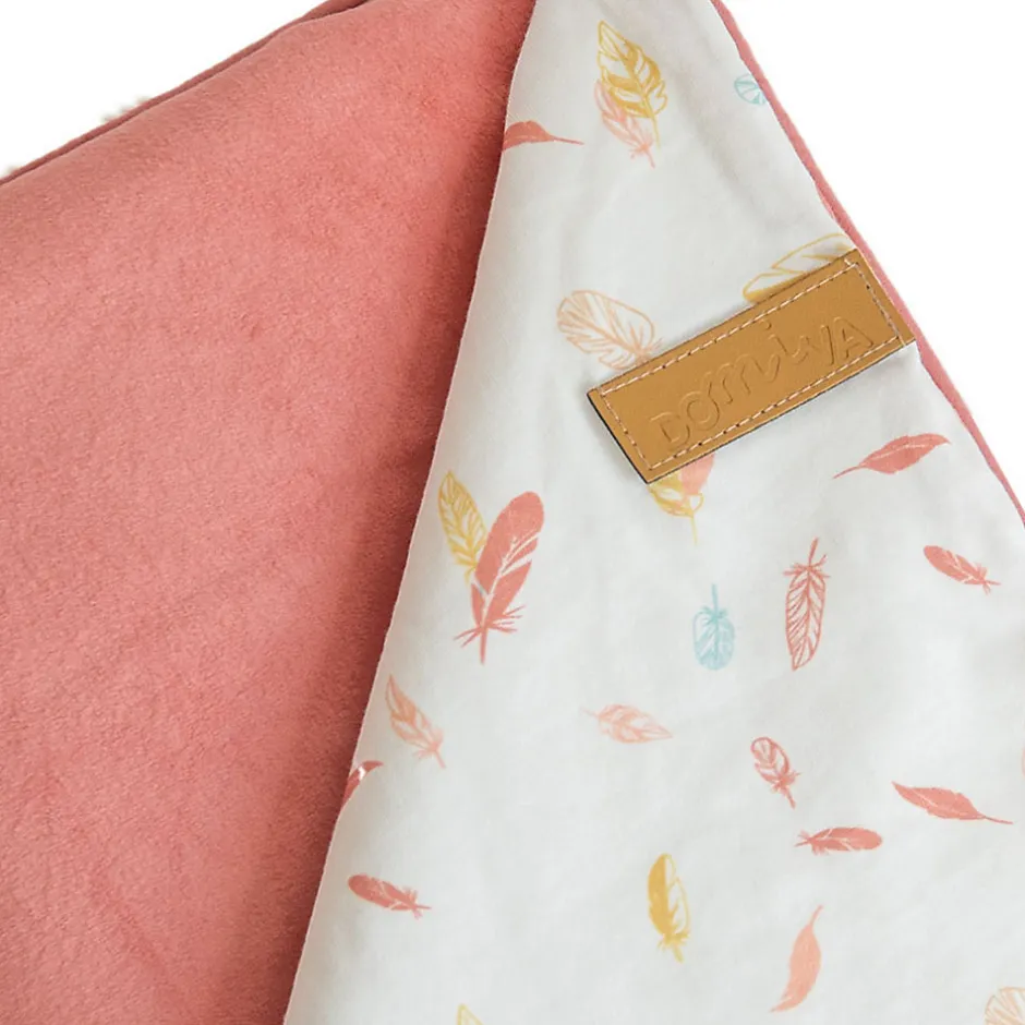 Domiva Couverture double face petites plumes (75x100 cm - Rose Blush)