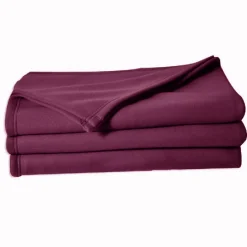 Couverture en polaire unie (180x220 cm - Prune)