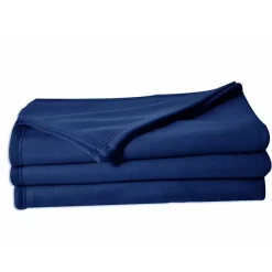 Couverture en polaire unie (180x220 cm - Bleu Marine) Online