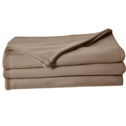 Poyet Motte Couverture en polaire unie (180x220 cm - Taupe)